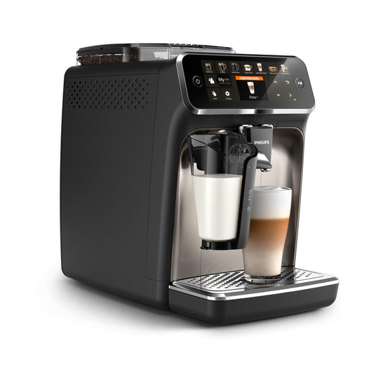 Series 5400 EP5447/90 Kaffeevollautomat Automatische Kaffeemaschine 12 Kaffeespezialitäten, mit Milchaufschäumer, LatteGo Milchsystem, Touchdisplay- 15 bar - Schwarz