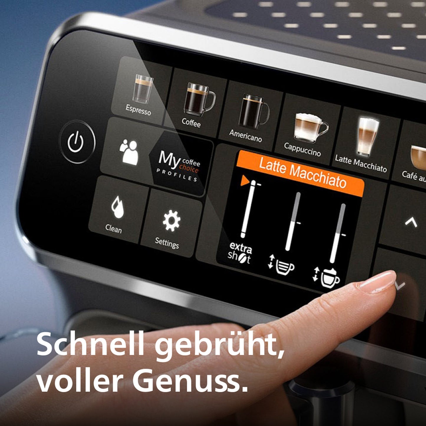 Series 5400 EP5447/90 Kaffeevollautomat Automatische Kaffeemaschine 12 Kaffeespezialitäten, mit Milchaufschäumer, LatteGo Milchsystem, Touchdisplay- 15 bar - Schwarz