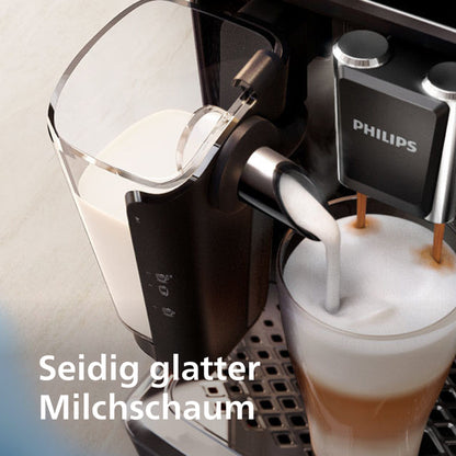 Series 5400 EP5447/90 Kaffeevollautomat Automatische Kaffeemaschine 12 Kaffeespezialitäten, mit Milchaufschäumer, LatteGo Milchsystem, Touchdisplay- 15 bar - Schwarz