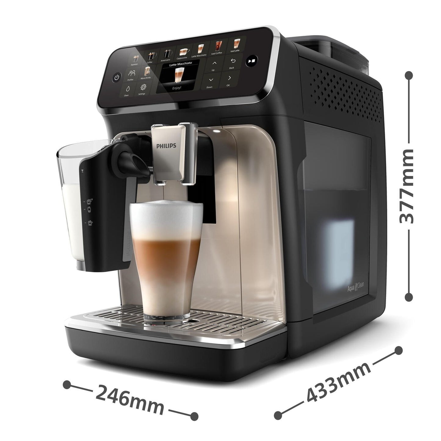 Kaffeevollautomat 5500 Series EP5547/90, 20 Kaffeespezialitäten (heiß oder eisgekühlt), LatteGo-Milchsystem, SilentBrew Technologie, Schwarz Verchromt